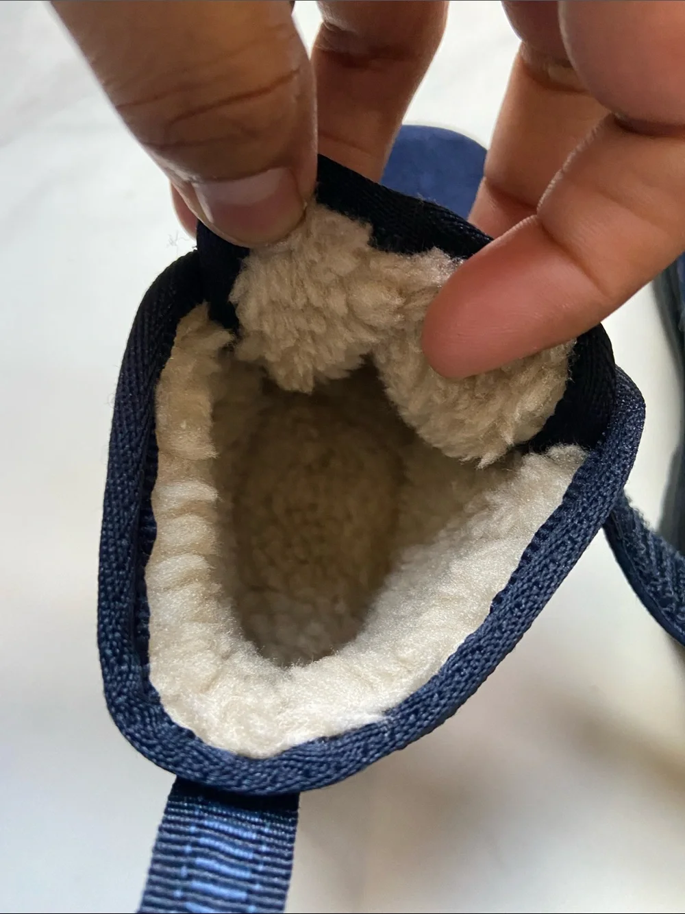 Baby Navy Faux-Shearling Winter Boots Size 5